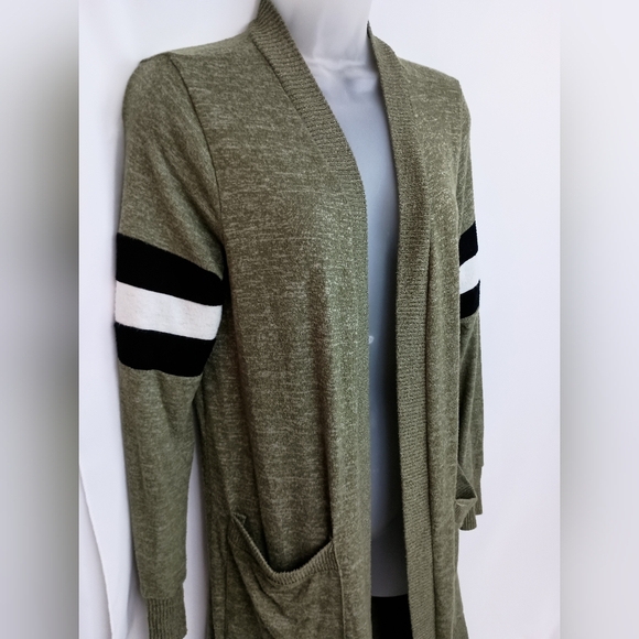 2/$30 DAYTRIP Coatigan Green White Black Knit Duster Cardigan (#895) - Picture 4 of 7